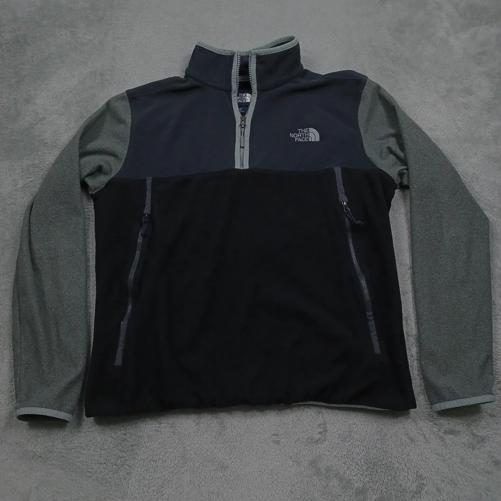 North Face Sweater Mens Large Black 1/4 Zip Outdoor Fleece Casual
